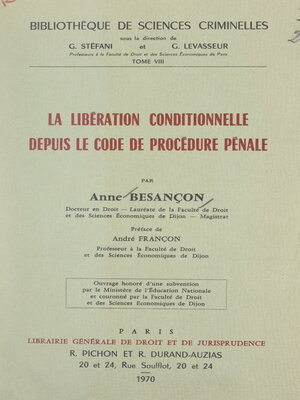 cover image of La libération conditionnelle depuis le Code de procédure pénale